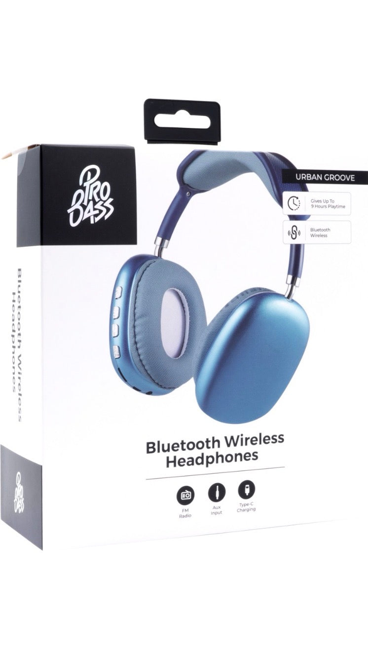 Pro Bass Urban Groove Series Headphones - Blue Bluetooth Headset (Over the Ear)
